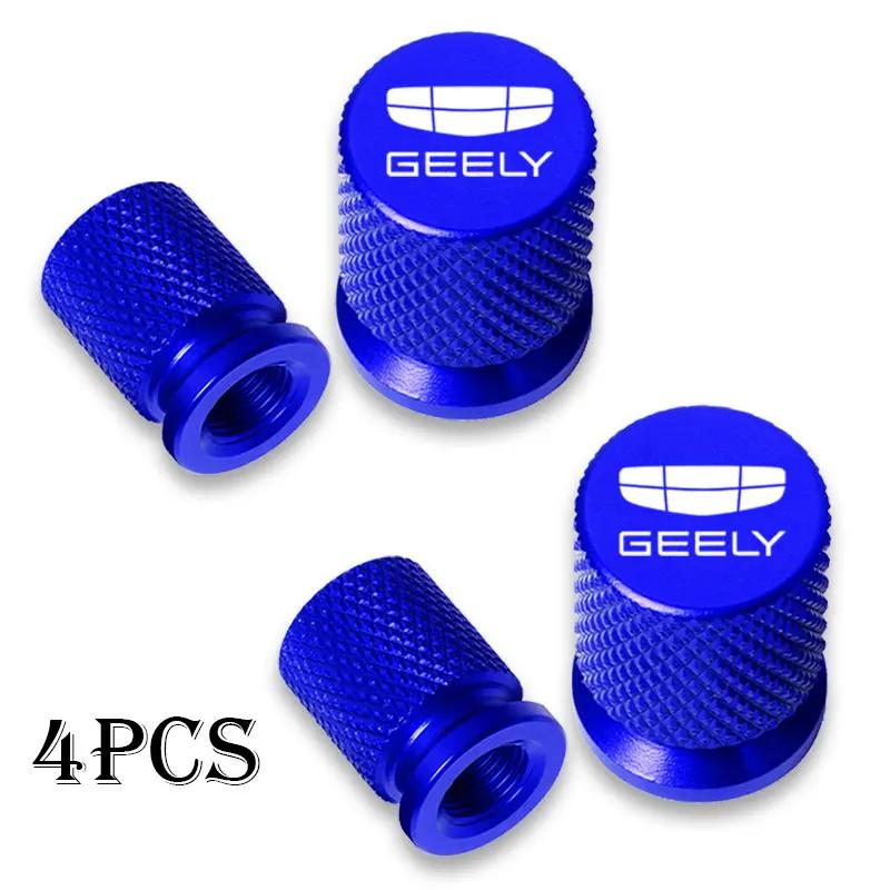 4pcs Car Wheel Tire Valve Caps Tyre Stem Covers Airdust Waterproof for Geely Atlas Coolray Emgrand EC7 EC8 X7 EX7 CK2