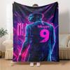 Mbappe Neon Poster Blanket Comfortable Great for Couch Office Chair Sofa All-Season Use Playful Design Gifts For Family Or Friends