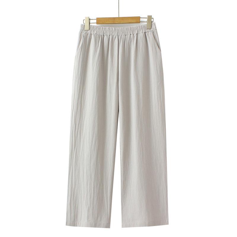 Neformální rovné dlouhé kalhoty pro ženy Elastický vysoký pas Široké nohavice Dlouhé kalhoty s kapsou Jednobarevné Módní Volné Volánové Prodyšné Lehké Dlouhé kalhoty