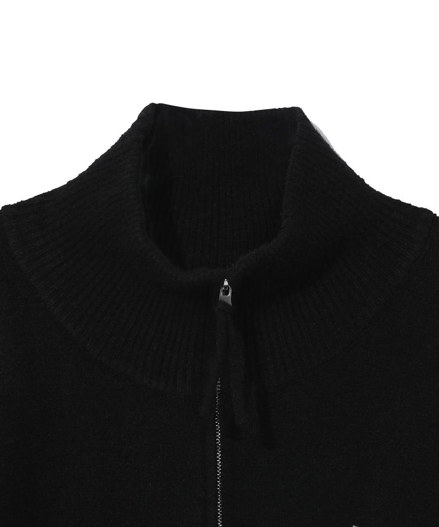 BEENTRILL Essential Turtleneck Two-Way Knit Zip-Up (Black)