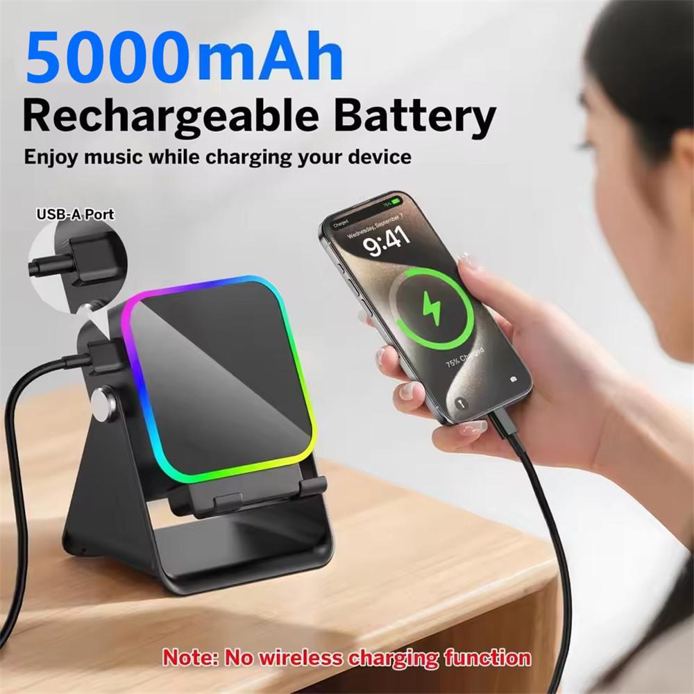 2 In 1 Adjustable Phone Stand Bluetooth Speaker RGB Light Desktop Holder for Office Movie Watching iPhone Android Smartphones