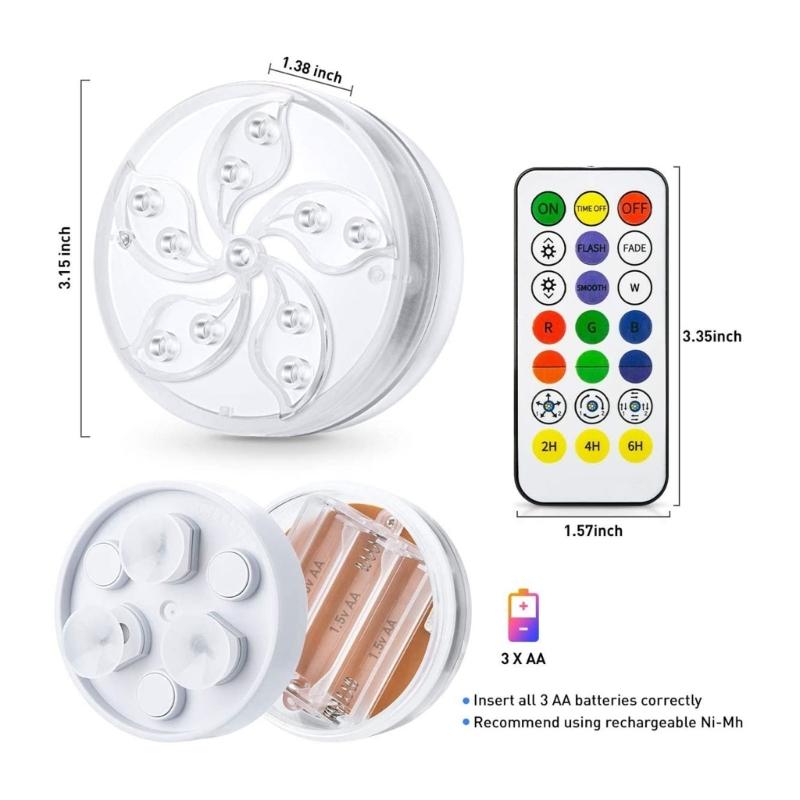 Wireless Color Altering Underwater Light With 10 Fixed pitches And 3 Adjustable Effects For Pool Lighting