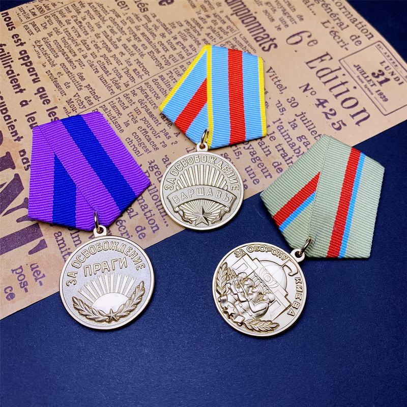 Soviet Emblem, Warsaw Medal of the Liberation Army, Metal Brooch, Russian Commemorative Emblem, Saint George Ribbon, Christmas Gift, Stocking Stuffers