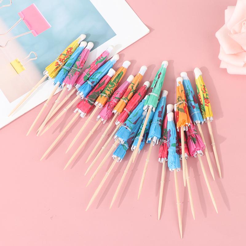 50ks/balení Drink Ovocný koláč tyčinka Mini deštník Papírový koktejlový slunečníky Deštník