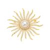 Unique Sparkling Rhinestone Sunflower Brooch For Women Luxury Big Pearl Brooch Pins Jewelry Dress Suit Accessories Wedding Gifts