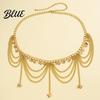 Waist Chain Metallic Solid Color Heart Pendant Multi Layer Tassel