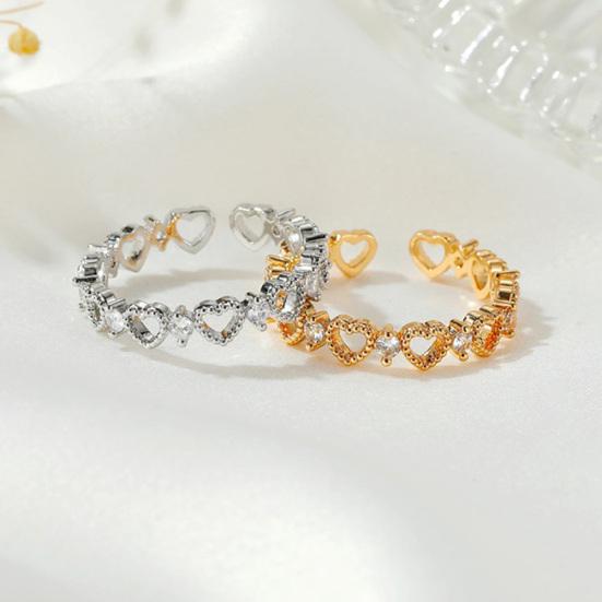 Women Fashion Hollow Out Love-Hearted Design Opening Ring Jewelry Accessory