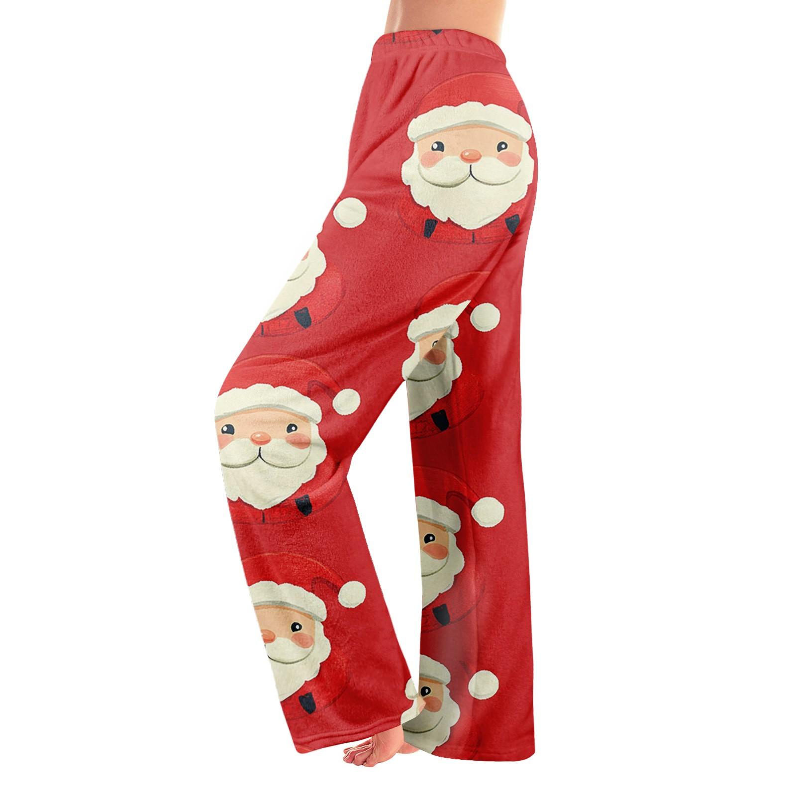 

Женские зимние брюки, длинные брюки, рождественские принтованные брюки XL
