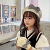 Houndstooth Painter Hat Korean Style Hat Warm Hat Children's Gloves Children's Caps Girl Beret Bow