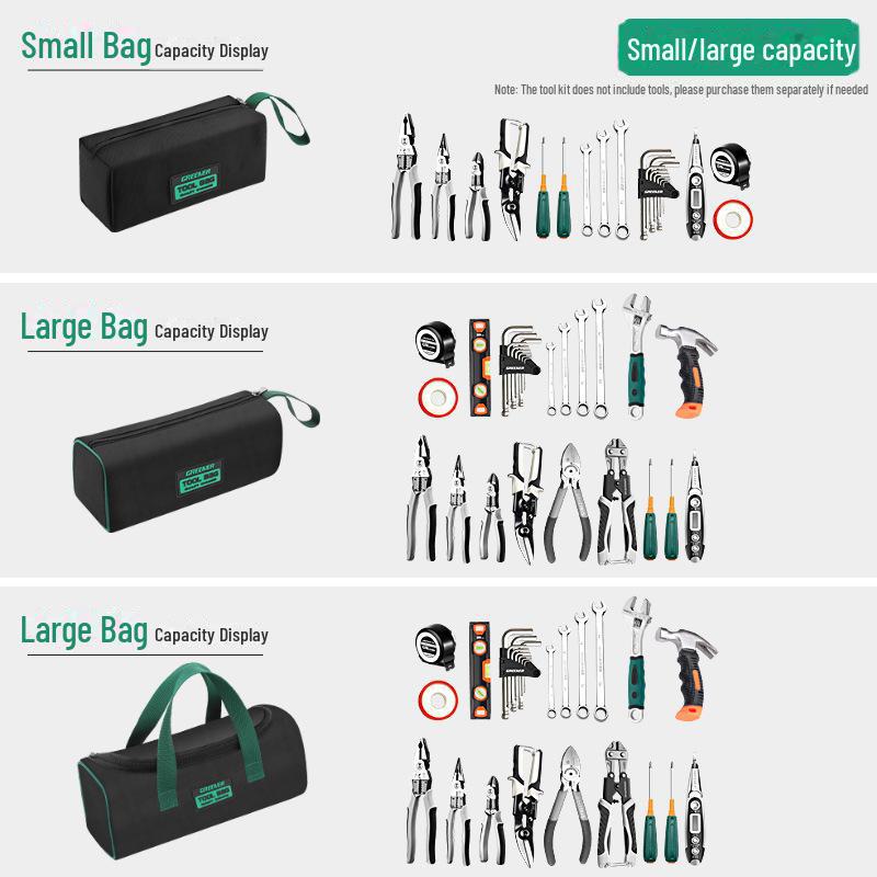 Sac d'outils d'électricien en toile durable Green Forest - Rangement portable à main multifonctionnel pour le travail du bois et la réparation