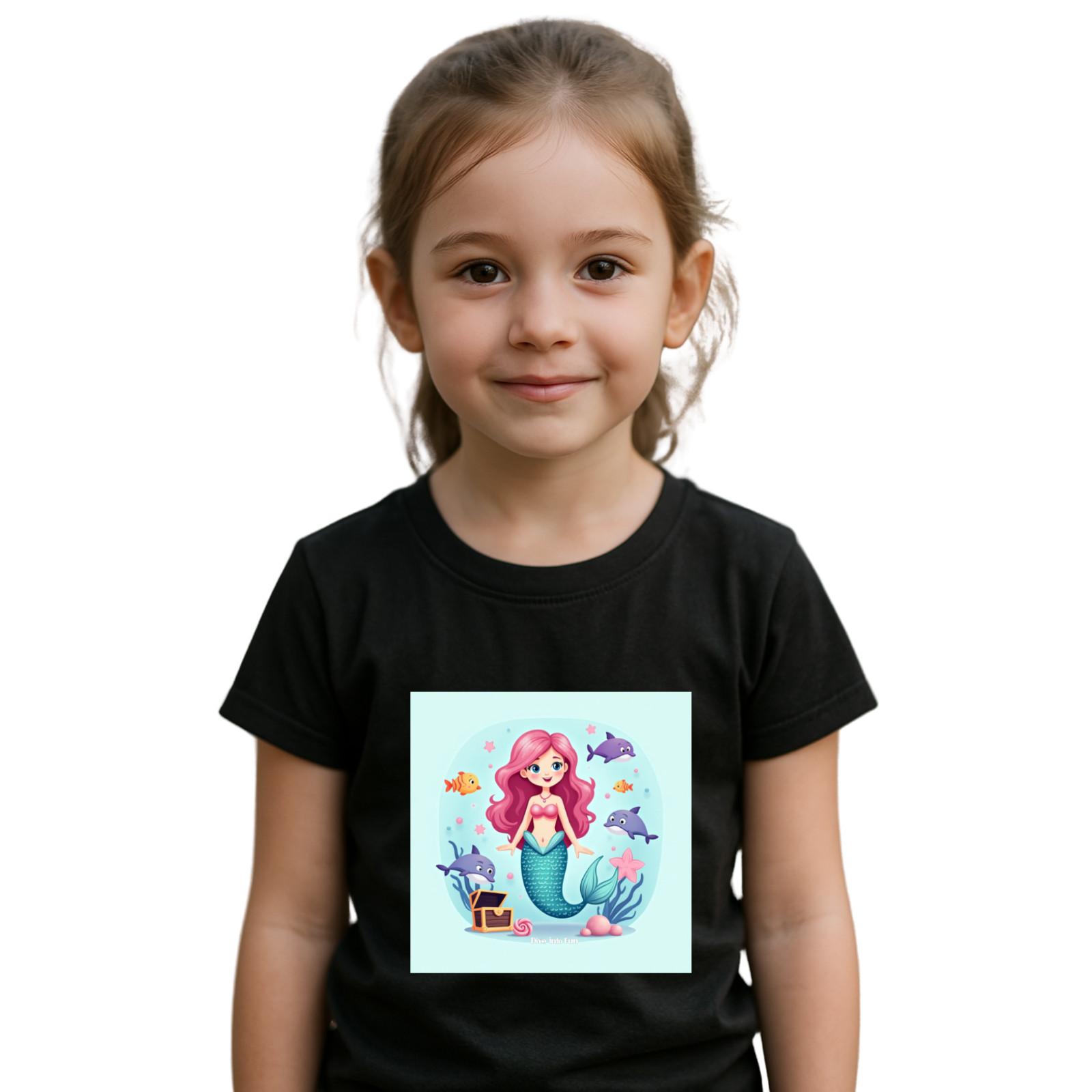 Under the Sea Adventure Mermaid and Friendly Fish T-Shirt Mens Womens Tees Top, Colourful Ocean 4XL