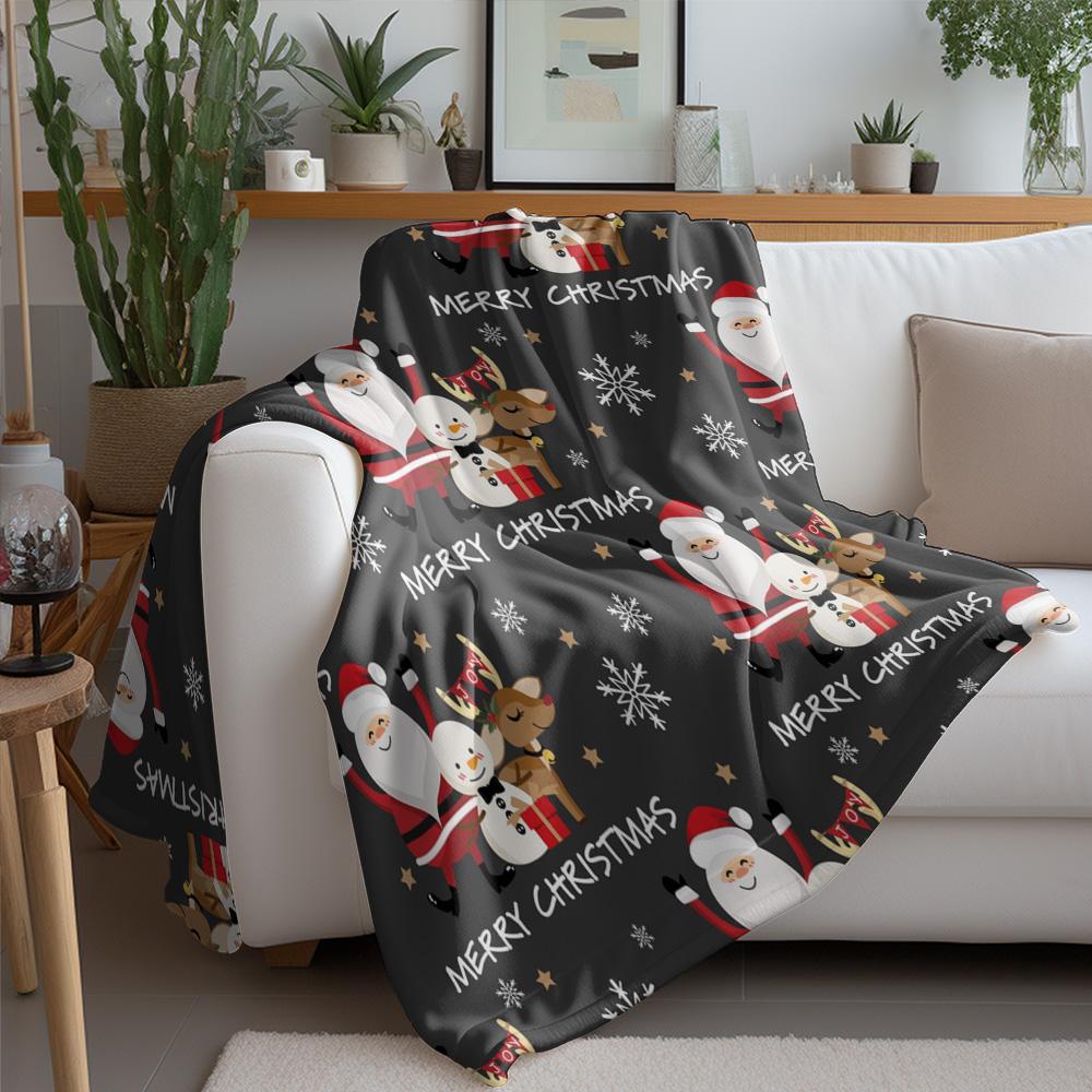 Cozy Christmas Blanket Soft Flannel Throw Warm Festive Holiday Decor Gift Home Bedroom Couch