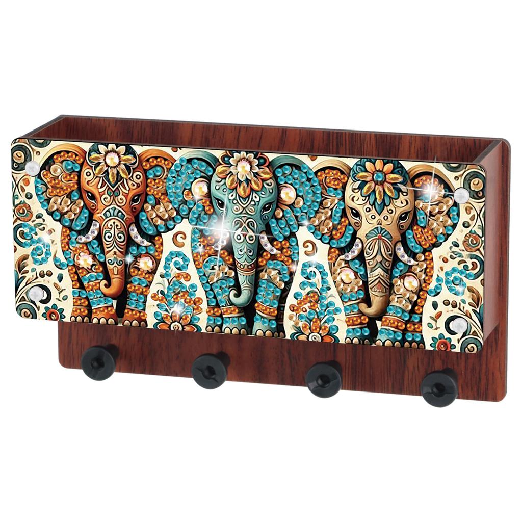 Wall Mounted DIY Diamond Art Handmade Wood Container Wooden Crystal Painting Storage Box for Living Room Home Office Decoration