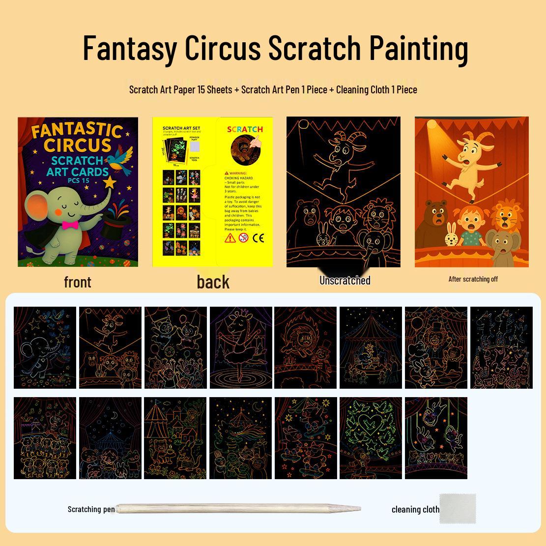 

3D Animal & Underwater Adventure Scratch Art Book for Kids 20.3*16.3 cm