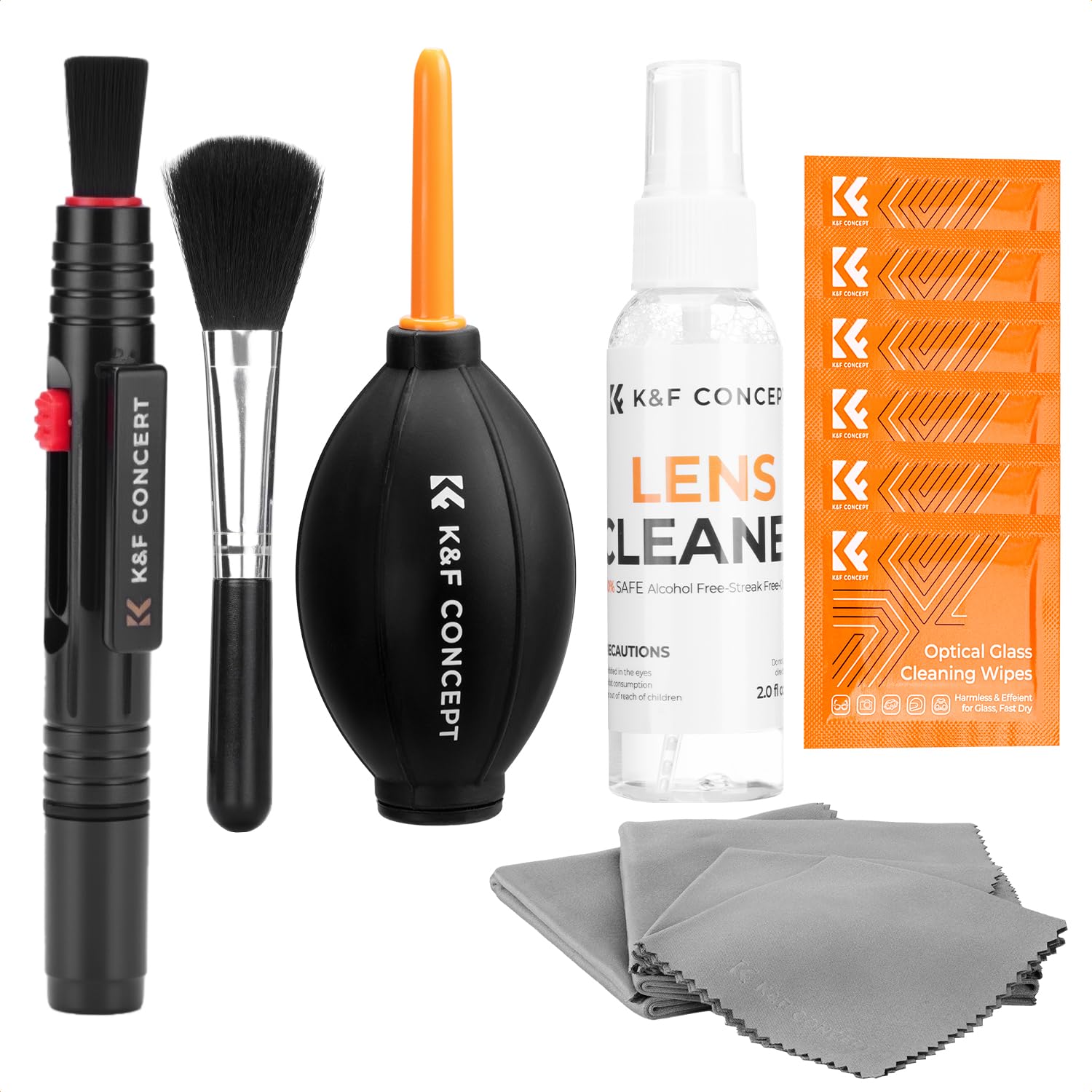 

Concept Camera Cleaning 60ml Camera Air 2 Sizes of Cleaning Retractable Lens Cleaning and 6 Cleaning Tissues for Maintenance and Cleaning K&F Kit,