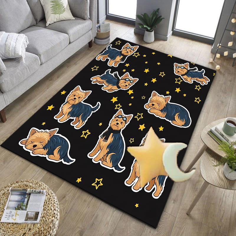 Cherry Blossom Yorkie Office Rug Chair Mat, Entryway Carpet, Suitable for Front Door, Bedroom, Living Room, Desk, Holiday Gift