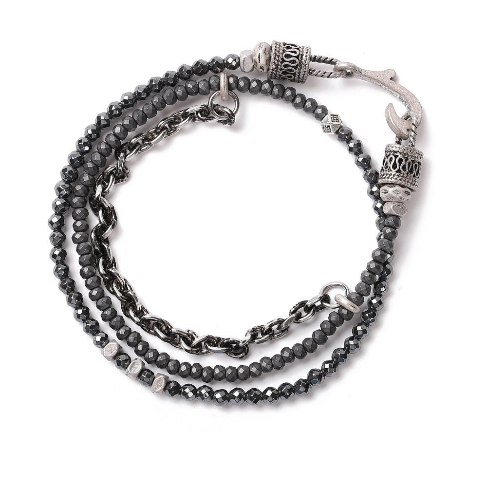 Qoocobb Hematite Triple Strap Chain Gemstone Bracelet Gemstone Chain-18