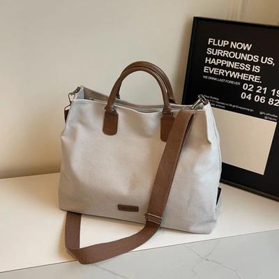 Große, einfarbige Canvas-Tasche für Damen, prägnante, hochwertige Tragetasche, elegante Designer-Luxus-Umhängetasche