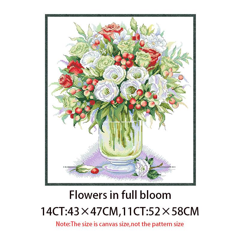 Flower Vase Series Cross Stitch Pattern Kits Embroidery Needlework Sets Unprinted Canvas 11CT14CT DIY Crafts Home Decor Painting