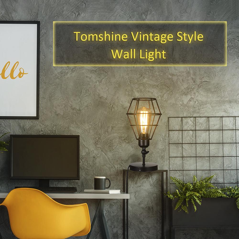 Tomshine AC 220–240 V Wandleuchte, Lampenschirm, E27-Sockel mit Schalter, Innenwandleuchte im Vintage-Stil