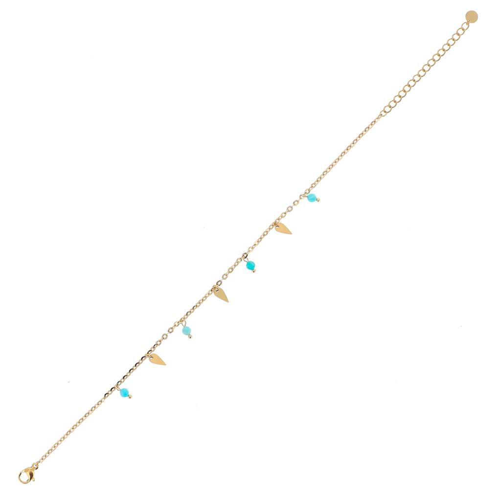 Les Trésors De Lily [R4495] - Ankelkjede Stål 'Cléopatra' grønn gullfarget (amazonitt) - 25 cm - 7x4 mm