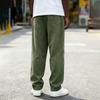 Men Loose Fit Drawstring Waist Corduroy Trousers Casual Straight Leg Pants with Pockets for Everyday Wear