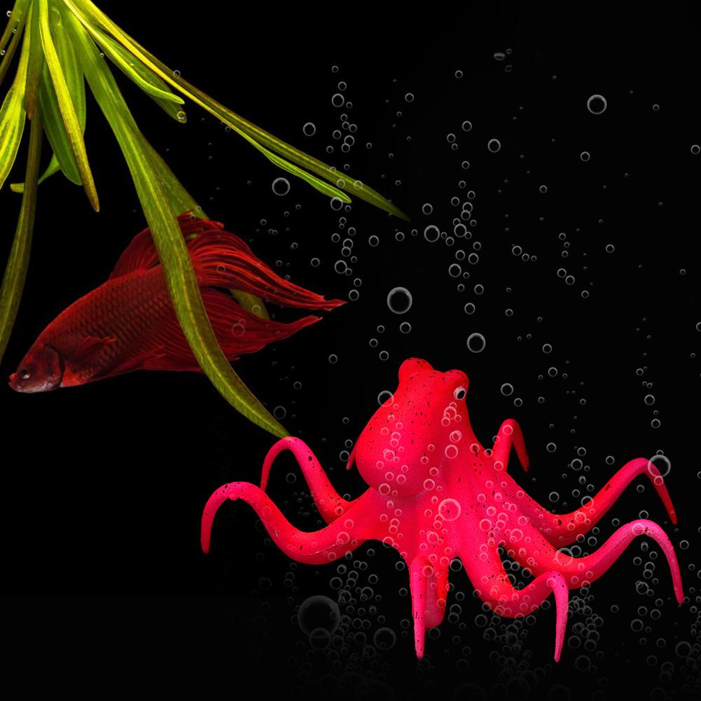 

Silicone Artificial Fluorescent Simulation Octopus Aquarium Fish Tank Decoration червоний