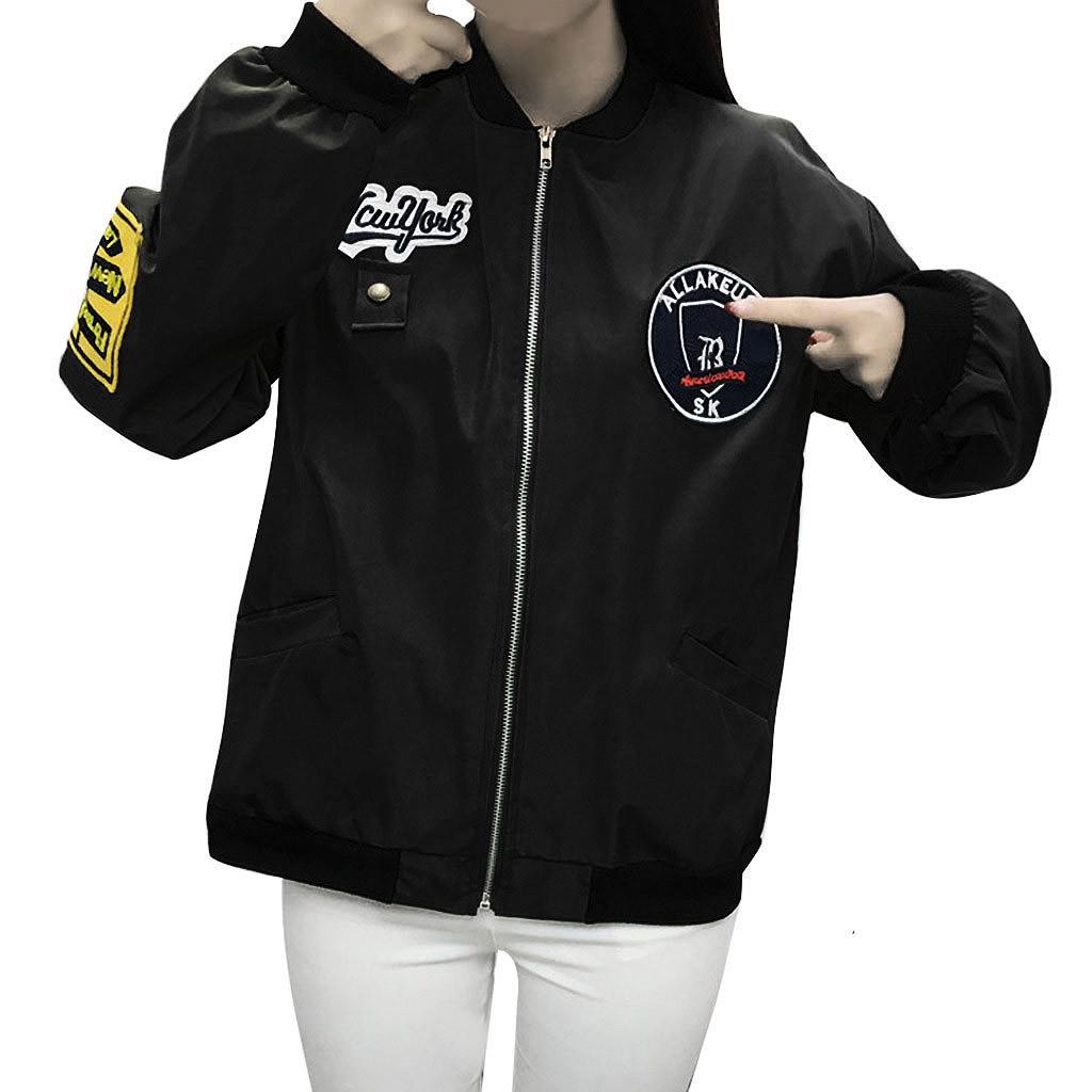 Women Casual Fashion Baseball Jacket Long Sleeve  Jacket