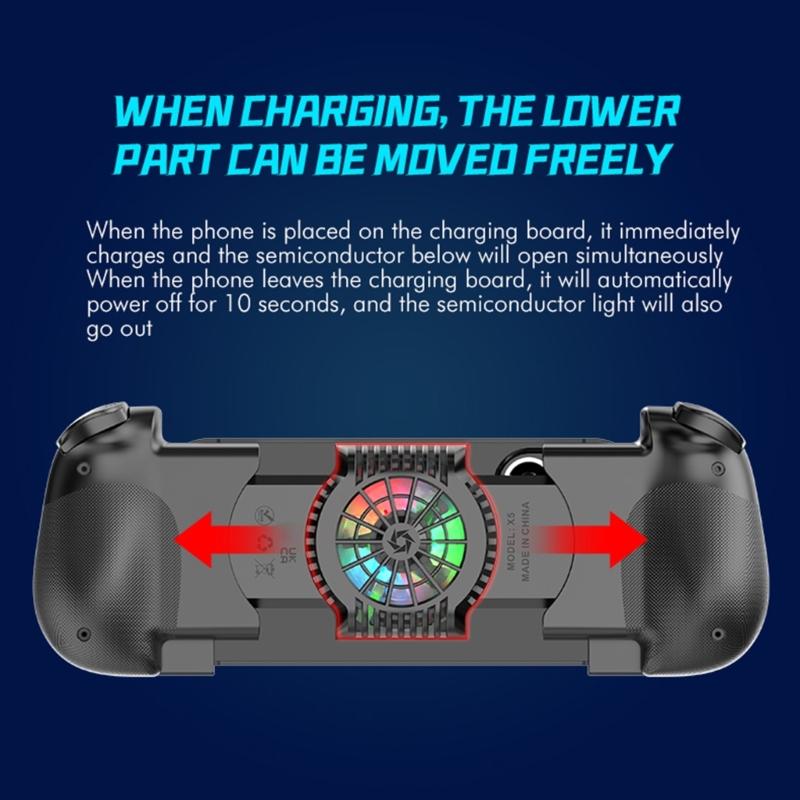 Stretchable Game Controller Wireless Charging Hall Effect Joystick Bluetooth-compatible Phone Gamepad with Cooling Fan
