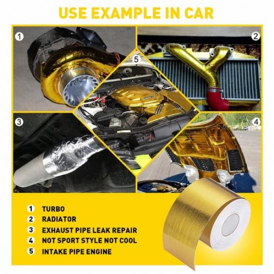 Self Adhesive Wrap Tape Fit For Car 1200°f Continuous Reflective Heat Shield