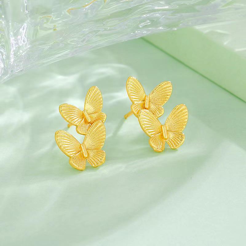 

Gold-Plated Double Butterfly Earrings - Luxury and Elegant Women s Fashion 2025.
