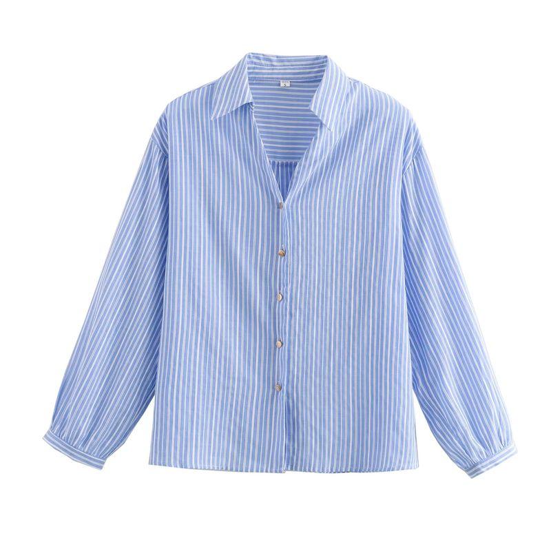 

Kaslead Новое поступление Женский модный стиль Модный повседневный Минималистичный Рубашка с лацканами с длинным рукавом 4387033 Blue L