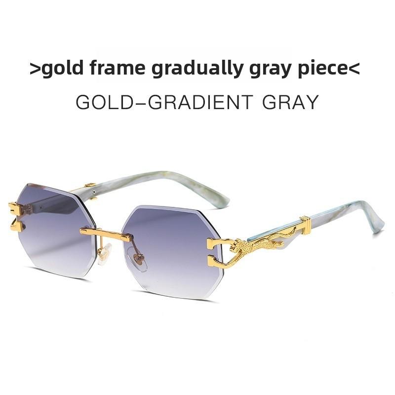 Leopard Motif Geometric Sunglasses With Uv400 Protection For Outdoor Fashion And Travel