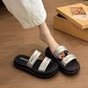 Muffin thick-soled cool slippers women's summer wear 2025 new casual fashion beach sandals high-end one-word drag