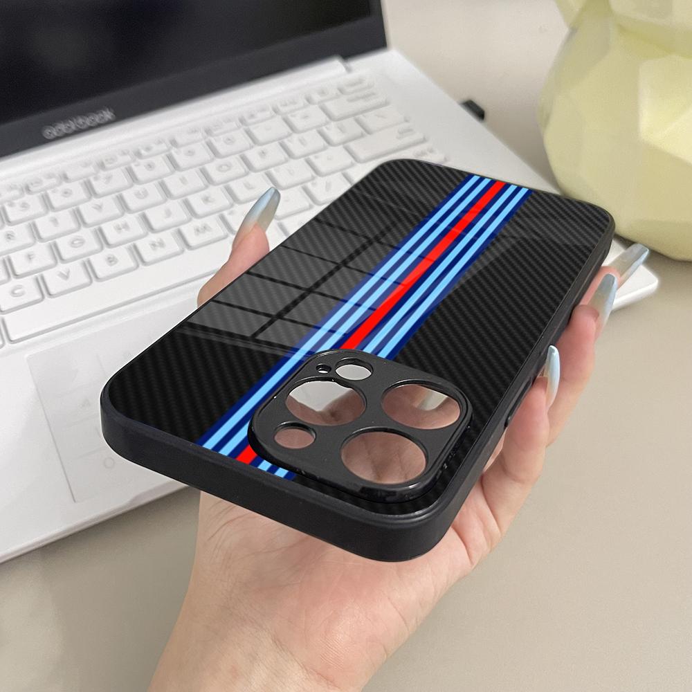 Custodia per Telefono a Strisce Orizzontali Martini Racing Vetro Per Samsung Galaxy S26 S25 S23 S24 S21 S22 S20 Ultra Fe Plus A16 Cover