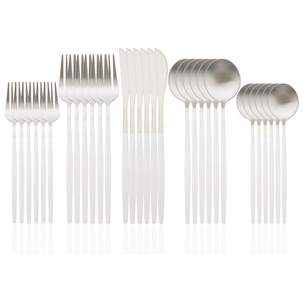 30 Teile/satz Geschirr Matte Schwarz Messer Salat Gabeln Dessert Löffel Besteck Set Edelstahl Besteck Familie Geschirr für Party