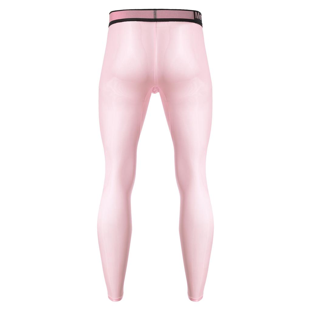 Collant da uomo trasparenti elasticizzati Pantaloni del pigiama Vita elasticizzata Gamba aderente Leggings