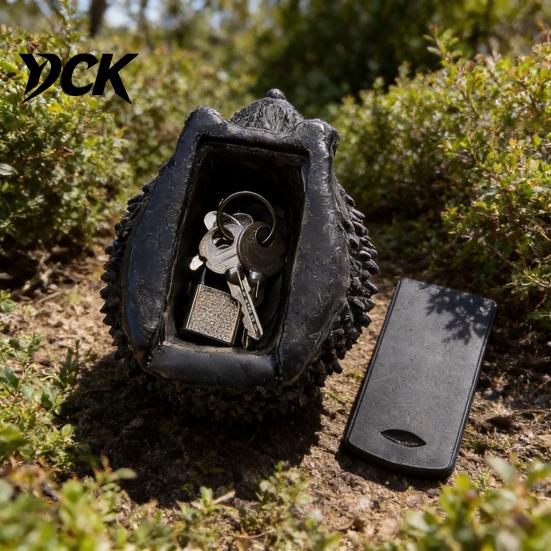 Outdoor Hidden Key Hider Resin Hedgehog Statue Storage Ornament, Waterproof Box for Holder Outdoors Garden, Realistic Animal Figurine Indoor Landscape