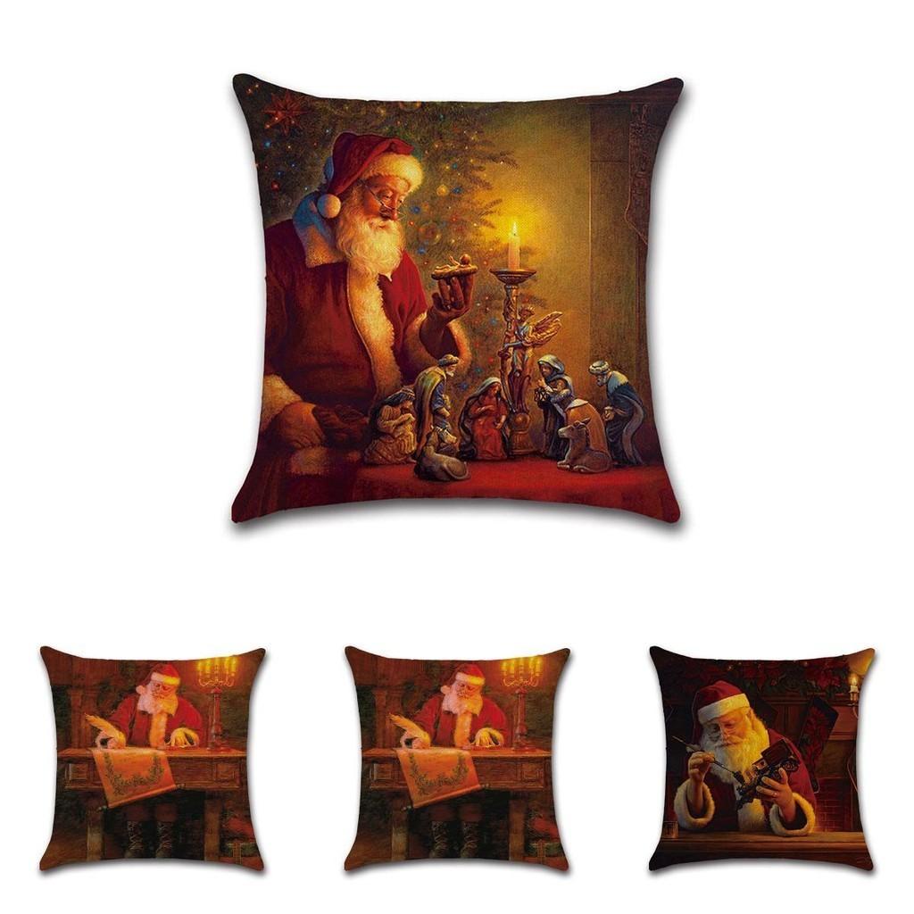 Festlicher Baumwollleinen Weihnachtsmann Kissenbezug für stilvolle Sofa-Akzente