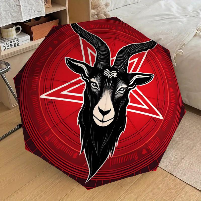 1pc Baphomet Symbol Umbrella with Plastic Handle,Suitable for All Seasons Home Travel Outdoor UmbrellaDD1308