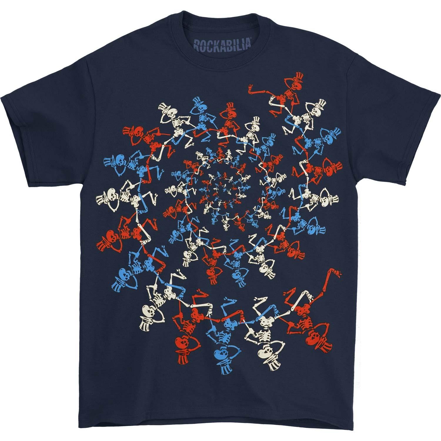 

Men s Grateful Dead USA Spiral Skeletons T-Shirt Mens Womens Tees Top Navy S