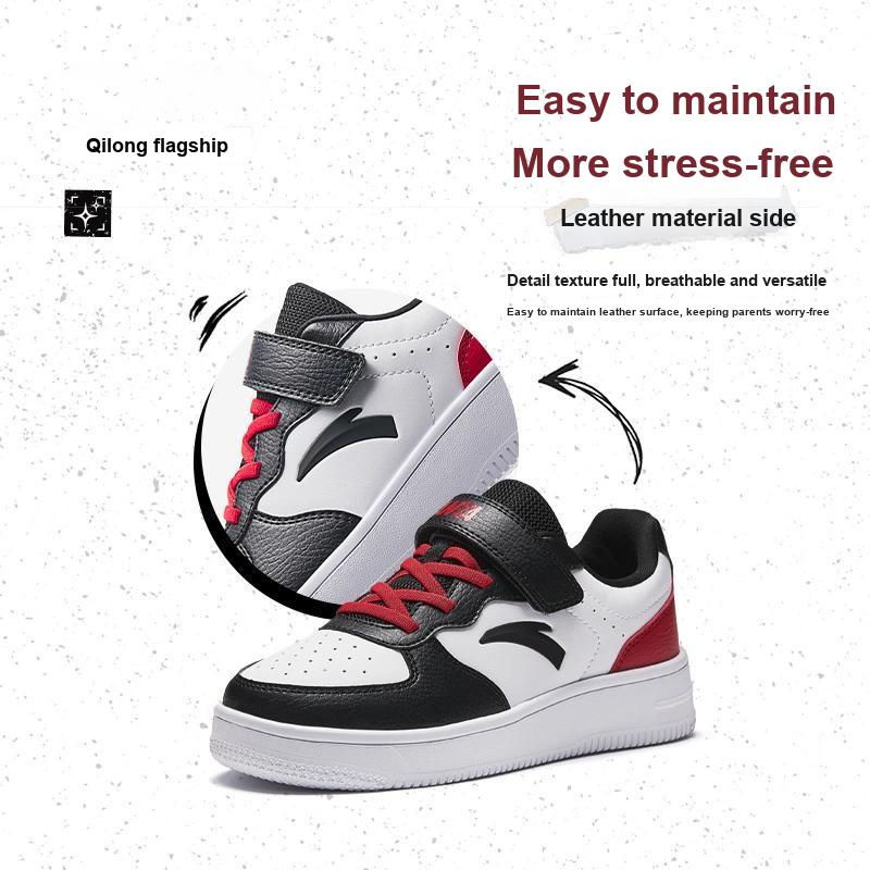 Anta Fashionable Comfortable Durable Lightweight Shock Absorbing Non-Slip Low-Top Kids Skate Shoes Kids Sneakers White Black Red A12448088-3
