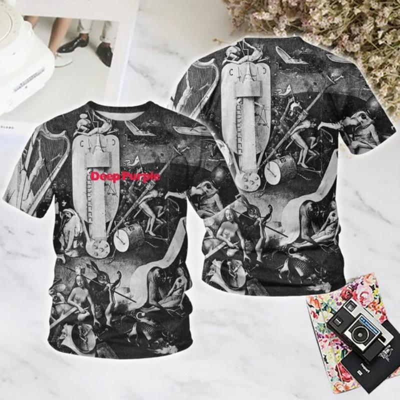 Camiseta de Rock Banda Deep Purple Camiseta con Estampado 3D Hombres Mujeres Moda Casual Camiseta de Manga Corta Camisetas para Niños Ropa de Verano para Hombres