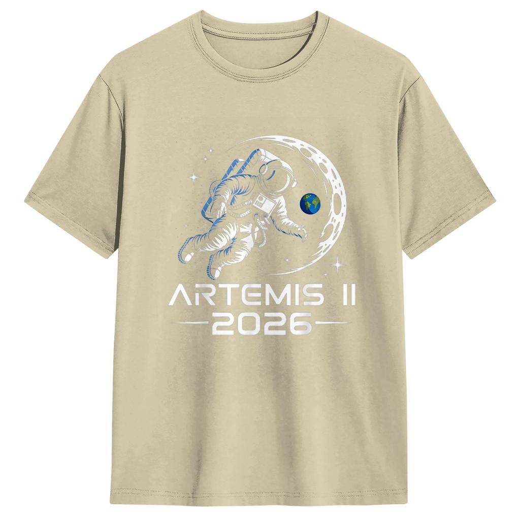Artemis II Launch to The Moon Space Mission 2026 Astronaut Mens T Shirt Humor Tees Short Sleeve TShirt Cotton Printed Clothing