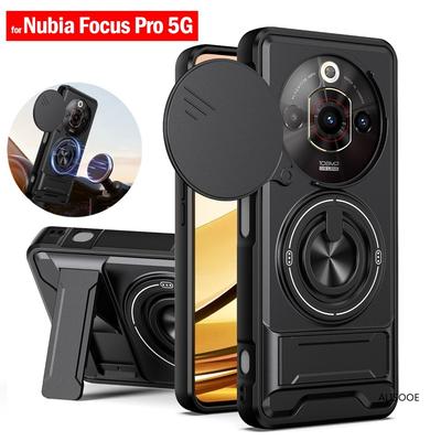 Pouzdro pro Nubia Focus Pro 5G s otočným výsuvným stojánkem a ochranným kroužkem pro kameru, nárazuvzdorným krytem a krytem Funda