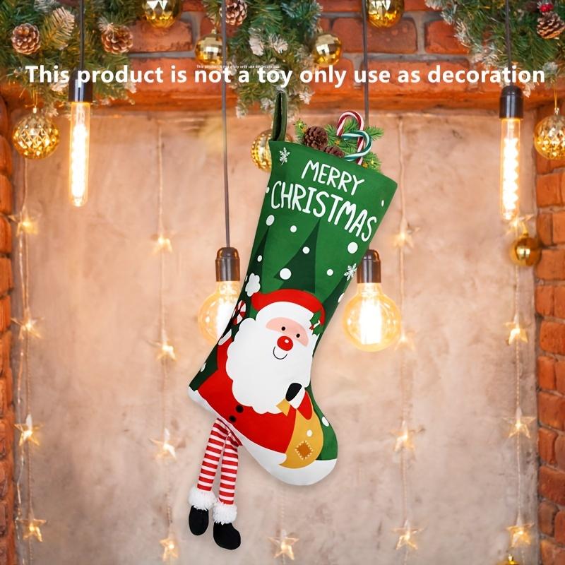 4pcs Set of Charming Christmas Stockings with Santa, Snowman Reindeer Designs Long Legged Holiday Decor for Tree, Perfect for Home Party