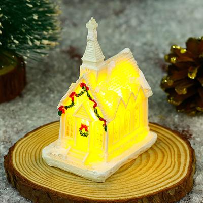Christmas House Decoration Landscape Ornament Present Resin Versatile White + LED Light 1 Pcs 9*7*5.5cm Easy To Use