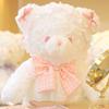 Plush Rabbit Bear Doll With Lace And Checkered Bow Decor For Girls Kids Birthday Gift And Sleep Support