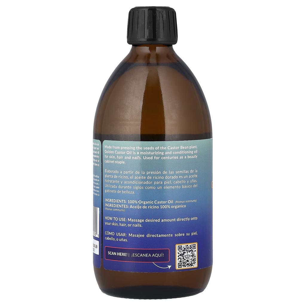 Queen of the Thrones, Organiczny Złoty Olej Rycynowy, Tłoczony na Zimno, 500ml (16,9 uncji)