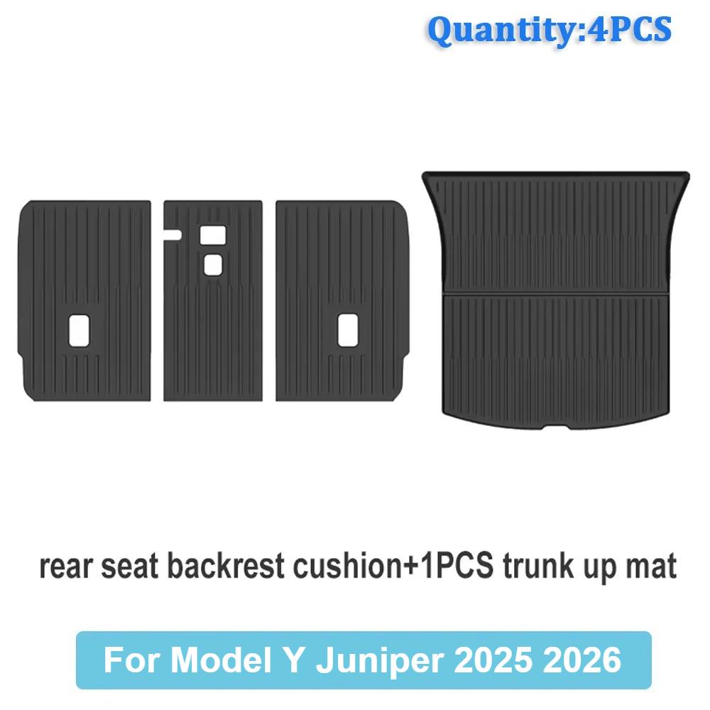 TPE Car Integrated Trunk Liners For Tesla Model Y Juniper 2025 2026 Double Layerd Mats Trunk Door Sill Guard Plate Backrest Mats